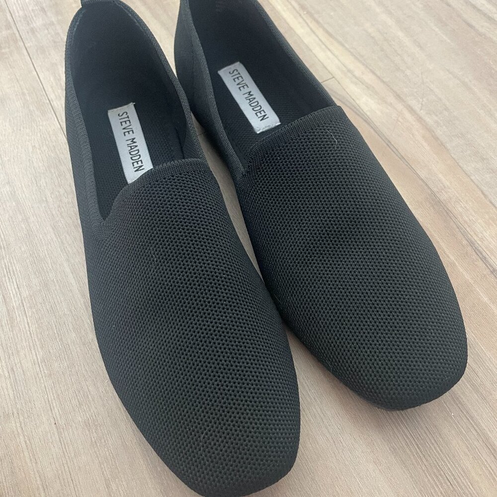 STEVE MADDEN Sabin Knit Fabric Loafers Flats, Black Size 7.5 Nearly New